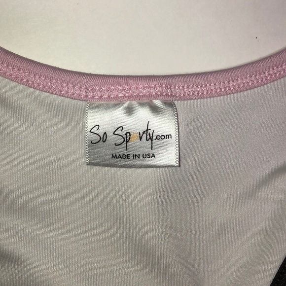 So Sporty Pink and Brown Athletic Racerback Tank Made in USA - Picture 3 of 5